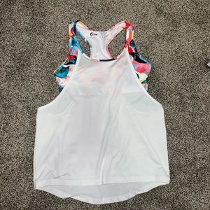Zyia White and Floral 2 in 1 Tank with Bra